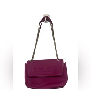 Bebe Fuchsia Shoulder Bag with Gold Chain